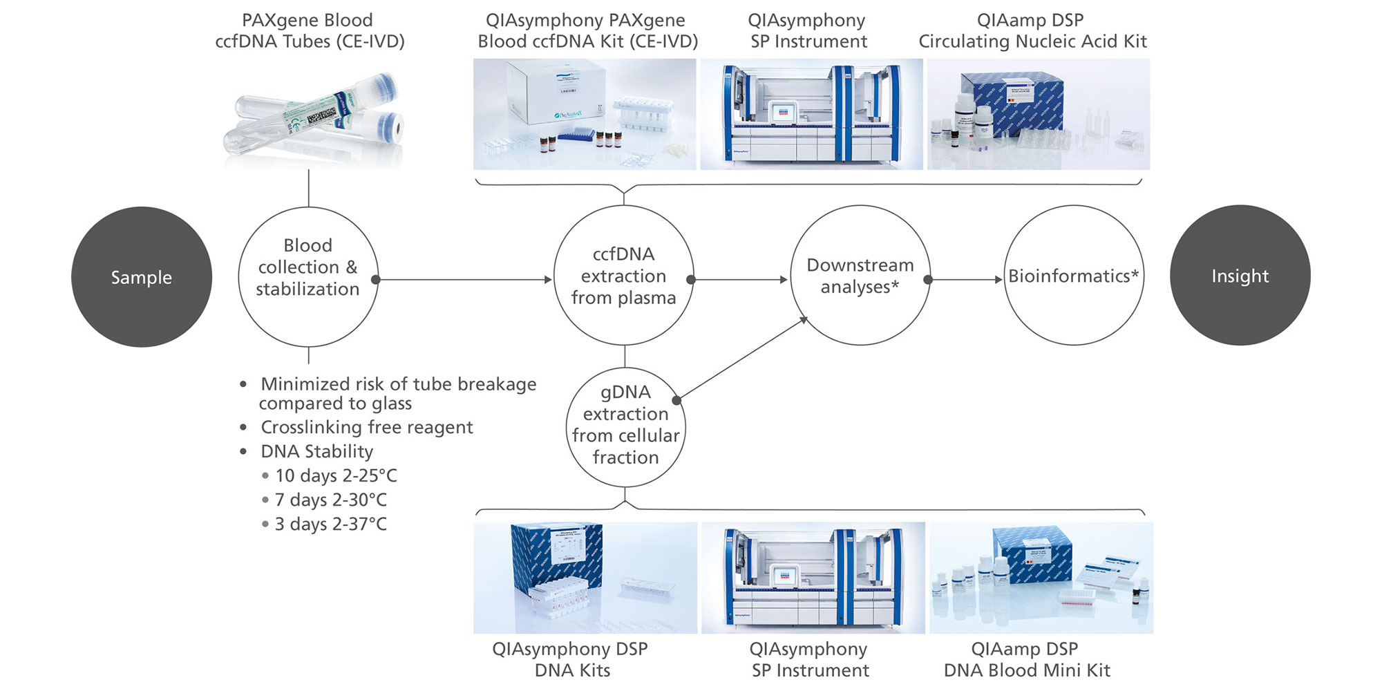 Image of ccfDNA workflow from blood samples